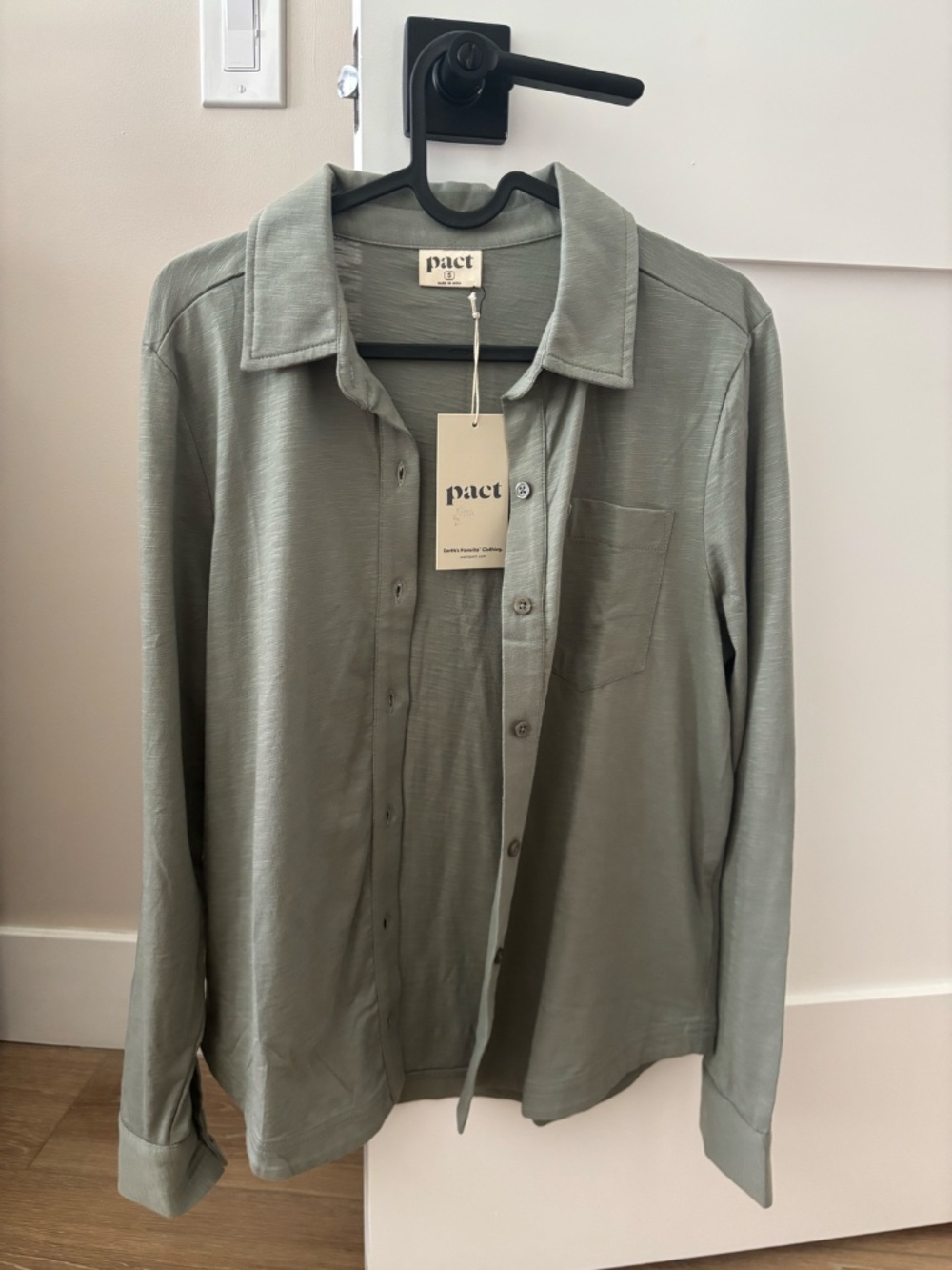 PACT Women's Shadow Relaxed Slub Long Sleeve Button Up S - Picture 5 of 7